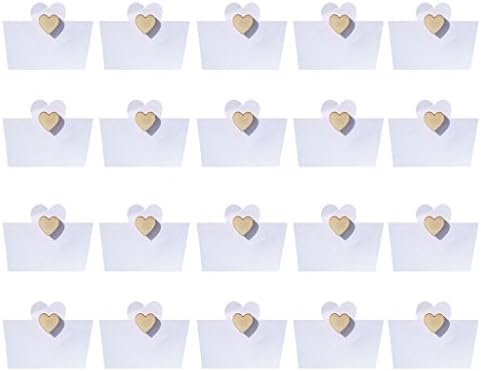 Leuya 50 peças Cartões de papel Coloque o número da mesa de casamento +50 peças em forma de coração de madeira, perfeito para casamentos, banquetes, eventos, cartões de mesa, cartões de nome