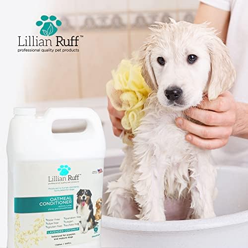 Lillian Ruff Calming Oatmeal Pet Condicionador para a pele seca e alívio da coceira com aloe e óleos essenciais hidratantes - reabastecer umidade e desodorizar - condicionador de cão Normal/sensível Pele