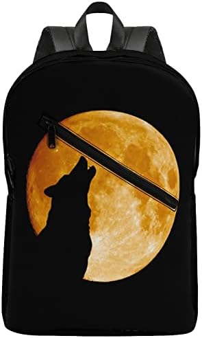 Lobo uivante na lua viagens mochilas impressas Padrão Daypack Sacos de ombros casuais com compartimentos para homens Escola Mulheres