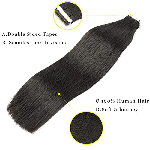 Fita de fita em extensões de cabelo Cabelo humano, Extensões de cabelo humano reto 12 polegadas 20pcs/pacote fita de trama