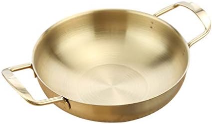 Yalych Non Stick Aço inoxidável Paella Pan prato, frigideira dourada de 18 cm