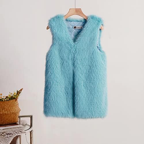 Narhbrg Faux Fur Colets for Women Casual Sleeveless Calete Jacket Sweater Open Front Front Long Cardigan