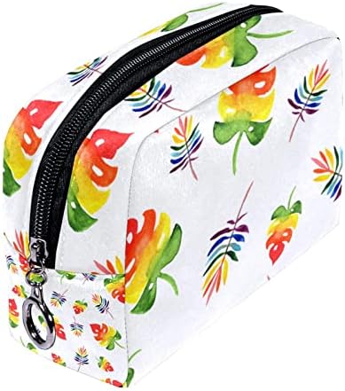 TBOUOBT Bolsa cosmética para mulheres, bolsas de maquiagem Bolsa de higiene pessoal espaçosa Gift, arco -íris folhas de planta tropical monstera