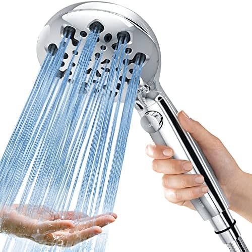 Cabeça de chuveiro com doel de mão - 10 modos Ocurria de alta pressão de chuveiro de mão com spray de chuveiro poderoso,