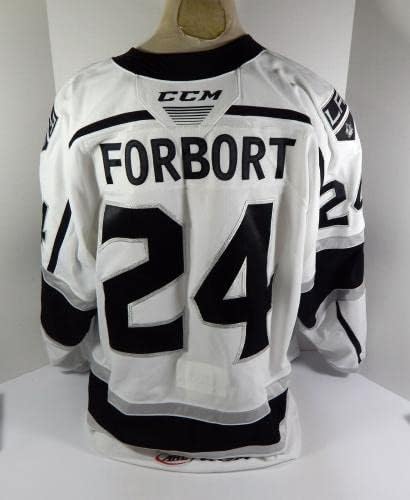2019-20 Ontario Reign Derek Forbort #24 Game usou White Jersey 60 DP33612 - Jogo usado NHL Jerseys
