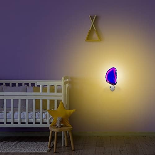 2pcs roxo ágata noturno leve slice slice luz de cristal de cristal plug na parede com interruptor luz de decoração de casa