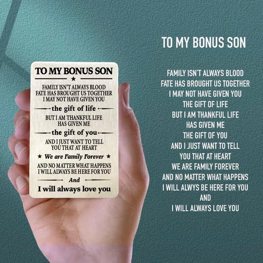 Bonus Son Gifts, Bonus Son Journal, Bonus Son Card, Bonus Son Keychain, Stepson Gifts from Stepmom, Stepson Leather