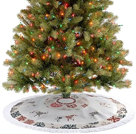 Saia da árvore de Natal, silhueta de cão de Natal de 30 tapete de Natal com borla, tapete de base de árvore de Natal, tapete de árvore