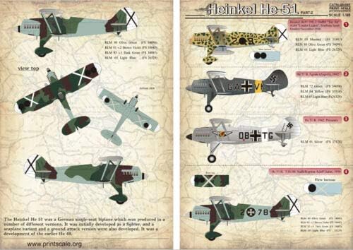 Escala de impressão 48-093-1/48 Decalque para Heinkel He-51 Parte 2