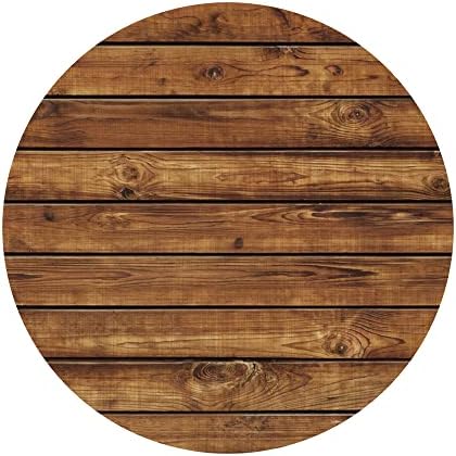 Leyiyi 7.2x7,2 pés de madeira rústica capa redonda de cenário poliéster de madeira marrom círculo de madeira pano de madeira