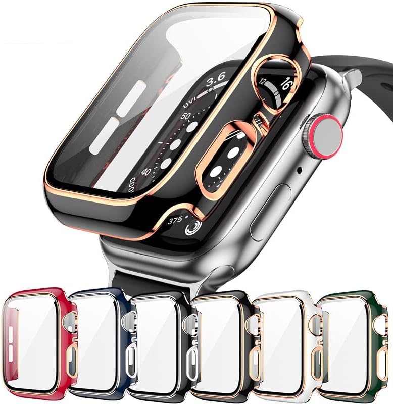 Ankang Glass + Tampa para Apple Watch Case 45mm 41mm 44mm 40mm Duas tela colorida Protetor de pára -choques Iwatch Série 8 7 6