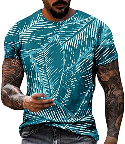 BEUU Mens Soldado T-shirts de manga curta, folhas havaianas de verão Topneck Tops Treino Athletic Muscle Casual Tees