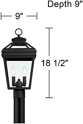 John Timberland Stratton Street Tradicional Post Outdoor Post luminária texturizada lanterna preta de 18 1/2 Vidro transparente para a varanda externa Pátio de vara