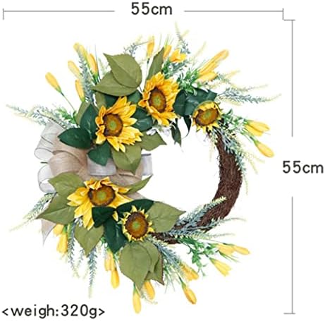 Zhyh Wreath Simulation Flower Silk Flor Door Decoração de decoração de parede de pendura Decoração da coroa