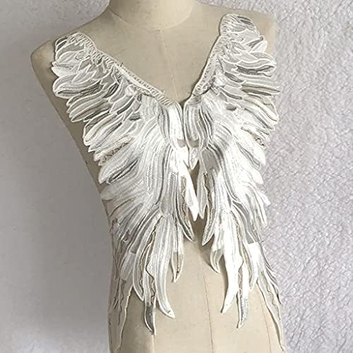 Uxzdx 1 par branco bordado anjo asas de patch decorações de ombro de renda Apliques Diy Halloween Costum Aplique