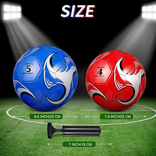4 Pacote de bola de futebol com bomba tamanho 4, tamanho 5, bola de bala de futebol esportiva externa para treinar jogadores de treino de jogo para jovens jogadores de futebol adulto