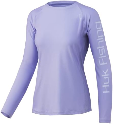 Huk Women's Standard Pursuit de manga longa Camisa de desempenho + proteção solar, camuflagem de círculo, x-small