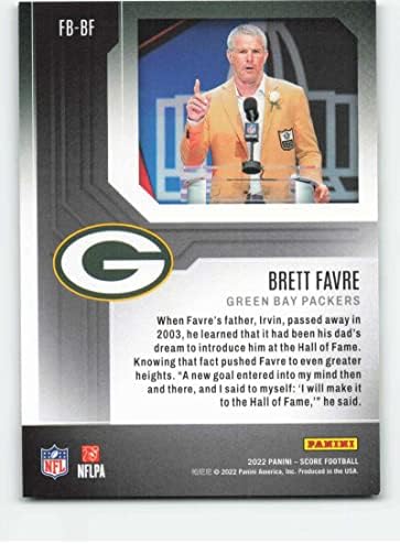 2022 Pontuação Primeira votação 6 Brett Favre NM-MT Green Bay Packers Football NFL