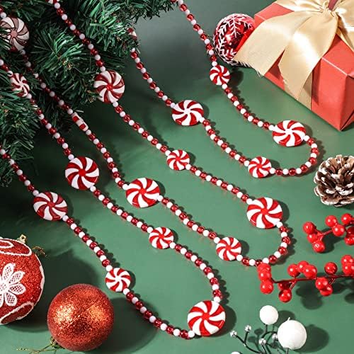 2 peças 19,6 pés de Natal Garland em árvore de Natal Garland Plástico de Natal Garland Decoração de Candy Holiday Candy Cane para