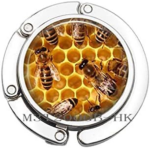 Honey Bee Purse Hook Save the Bees Jewelry Glass Dome Cabcohon Charm Bag Ganche Gancho de jóias de jóias para mulheres Men-MT351