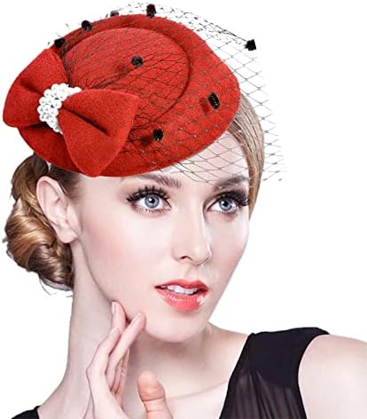 Chapéus de coquetel de festa 20s 50s chapéu de comprimido chapéu véu de floral chapéus de dança de malha de penas clipe