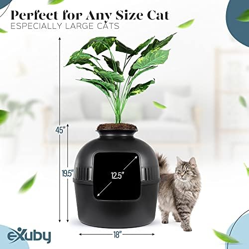 Caixa de areia escondida Exuby 2x para gatos - A única caixa de ninhada de móveis de plantador preto no mercado - fácil de montar