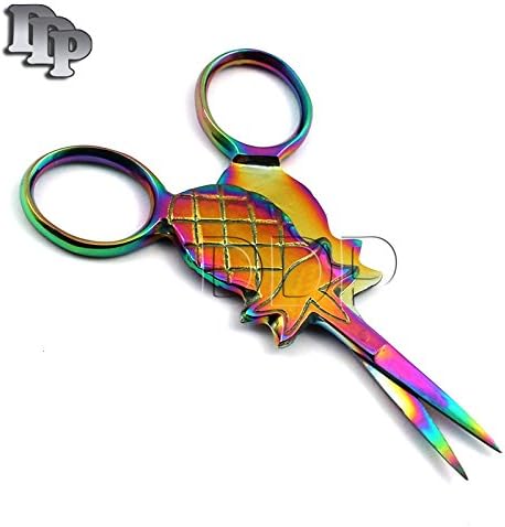 Conjunto DDP de 2 Multi Titanium Color Rainbow Sewing Craft Borderyery Scissors 3,5 forma de abacaxi BTS-645