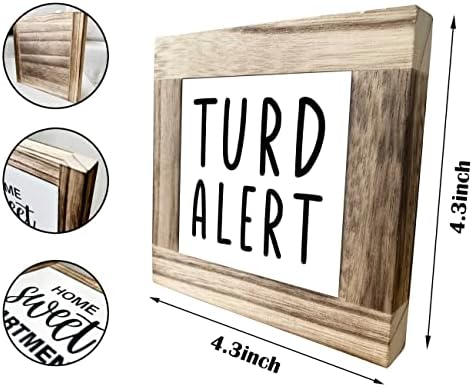 Placa de madeira rústica Placa de madeira, sinal de alerta de cocô, placa de decoração engraçada de banheiro, placas de placas de