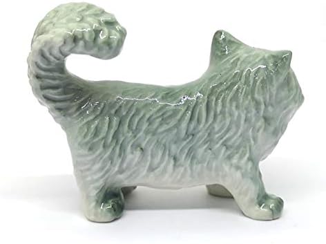 Zoocraft porcelana cinza gato persa figura miniaturas feitas à mão cerâmica colecionável