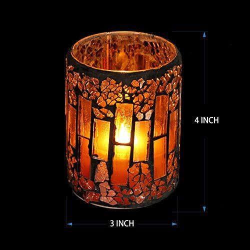 Dê uma vela LED sem pilares do pilar sem chamas chamas de chamas de vidro vermelho para decoração de casa, 3x4 polegadas