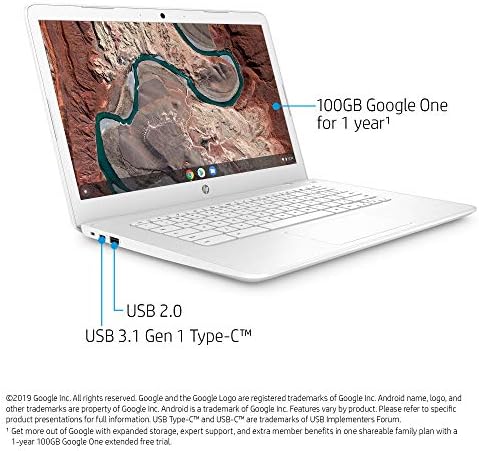 Laptop HP Chromebook de 14 polegadas com dobradiça de 180 graus, tela Full HD, processador AMD Dual-Core A4-9120, 4 GB SDRAM,