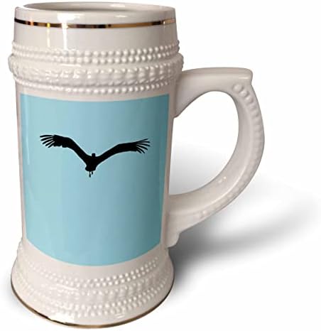 3drose White Stork Bird in Flight Vector Black Silhouette - 22oz de caneca