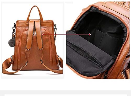 Bolsa de mochila xzrwyb feita de material PU, versátil, mochila casual de couro macio anti-roubo de grande capacidade,
