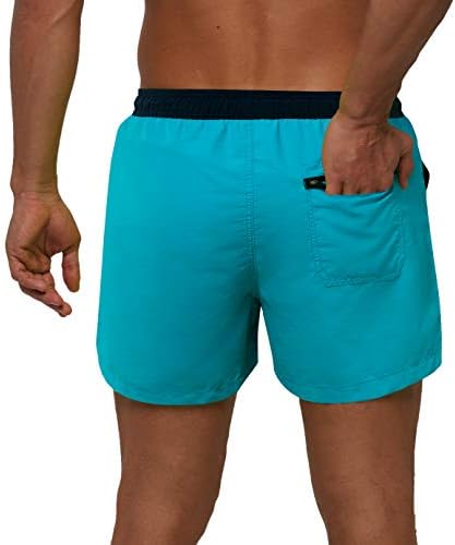 Silkworld Men's Quick Swim Swim Swals Solid Sports Sports com bolsos com zíper