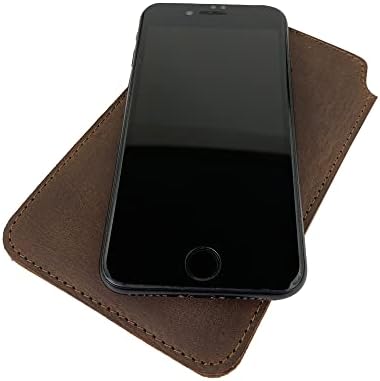 Leathertex, iPhone SE manga feita à mão de couro completo de grão, ultra -luz, acessório de telefone protetor e prático - Vintage, estilo rústico atende tecnologia moderna - Bourbon Brown