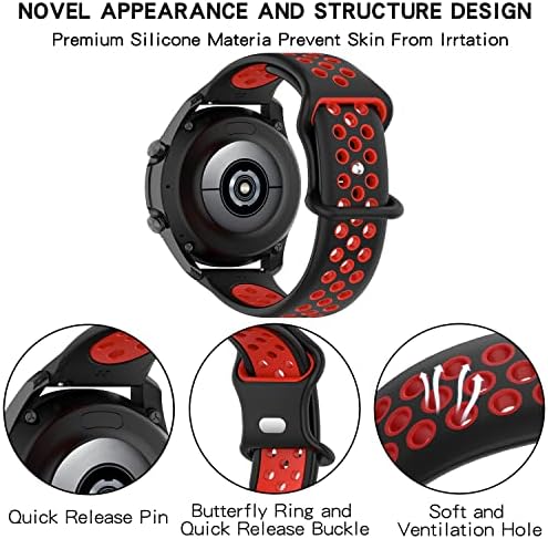 Bandas de relógio de binsiton compatíveis com o Samsung Galaxy Watch 3 45mm/Galaxy Watch 46mm/engrenagem S3 Frontier Classic/Garmin Forerunner 935/945/Fenix ​​5/Fenix ​​6/Fenix ​​7/Quatix 5/Vivoativo 45mm, 22mm Bandas de silicona suaves Bandas de silicona Wrist Fandana Ticwatch Pro/E2/