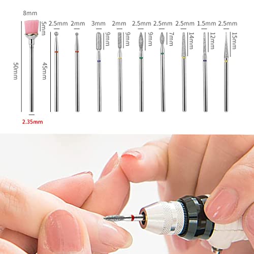 Luo ke 10 pcs bits de perfuração de unhas, bits de moagem de diamante para ferramenta de rotativa elétrica