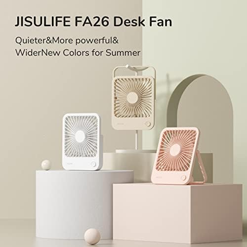 Jisulife Desk Fan Battery Operou Small Fan, 180 ° Fan dobrável portátil, 4 velocidades ajustáveis ​​Ultra silencioso para viagens em casa viagens ao ar livre