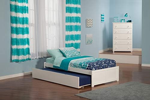 Plataforma Afi Concord Poupas planas de painel e gavetas de cama urbana, móveis gêmeos, brancos e atlânticos AR8022012 Concord