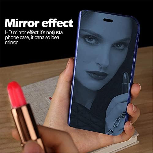 Caixa de couro S10 Plus Compatível com a capa Samsung Galaxy S10+ Plus Caixa Telefone Clear View Makeup espelho de espelho,