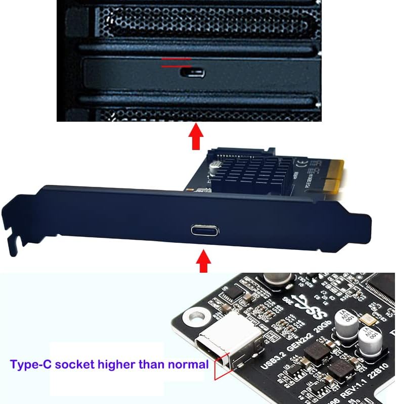 SINTECH PCIE 4X USB 3.2 GEN2X2 CARTA ADAPTOR, USB TIPO C PCI Express Gen3 X4 Lane Host Card