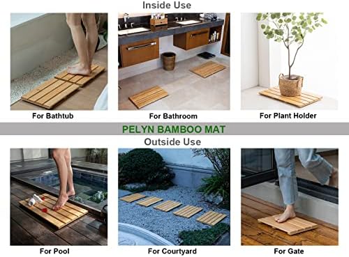 Pelyn Bamboo Tapa de banho de banho para banheiro, tapetes de banheiros de madeira sem deslizamento para bambu para dentro ou fora