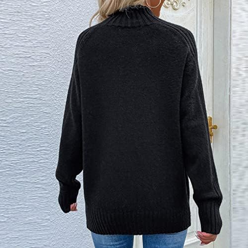 RMXEI Mulheres Casual Pullover Sólido Solid Sweater de manga comprida alta