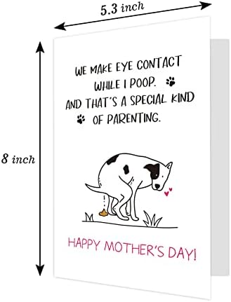 Ogeby Funny Mothers Day Card para Mãe Dog, Humor Day Day Card Presente do cachorro, fazemos contato visual enquanto eu cocô