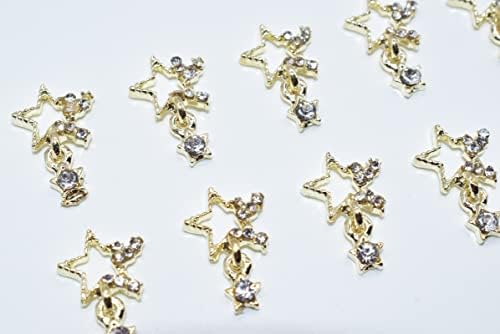 Lifoost 10pcs estrela encantos de unhas com shiny shinystones jóias de unhas de metal Dangle Crystal Star Unhel Art Gems