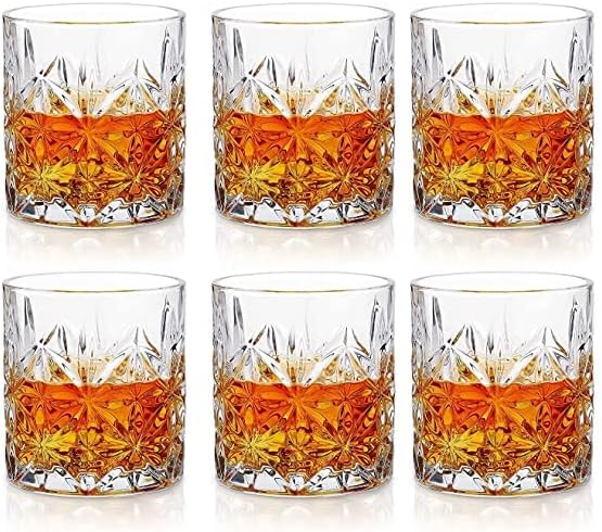 Radha Rasbihari Novo ópera de ópera Crystal Whisky Conjunto de 6 pcs- 300 ml de vidro para beber bourbon, uísque, uísque,