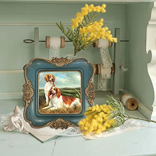 Parafayer vintage pequena moldura de imagem 3x3, moldura de foto ornamentada antiga com alívio floral dourado, tela de