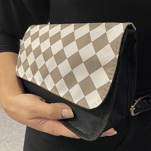 Caixa de lápis retro lunarable, gingham de design de tartan clássico, bolsa de lápis de caneta com zíper duplo, 8,5 x 5,5, bege e