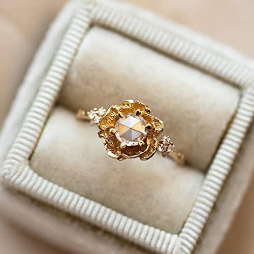 NSQFKALL 3D Floral Zircon Microset Ring vintage requintado Flores Damas para mulheres Presentes de jóias Anéis casuais