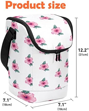 Lancheiras para mulheres homens, bolsa de lancheira de padrão floral rosa isolado com alça de ombro ajustável para